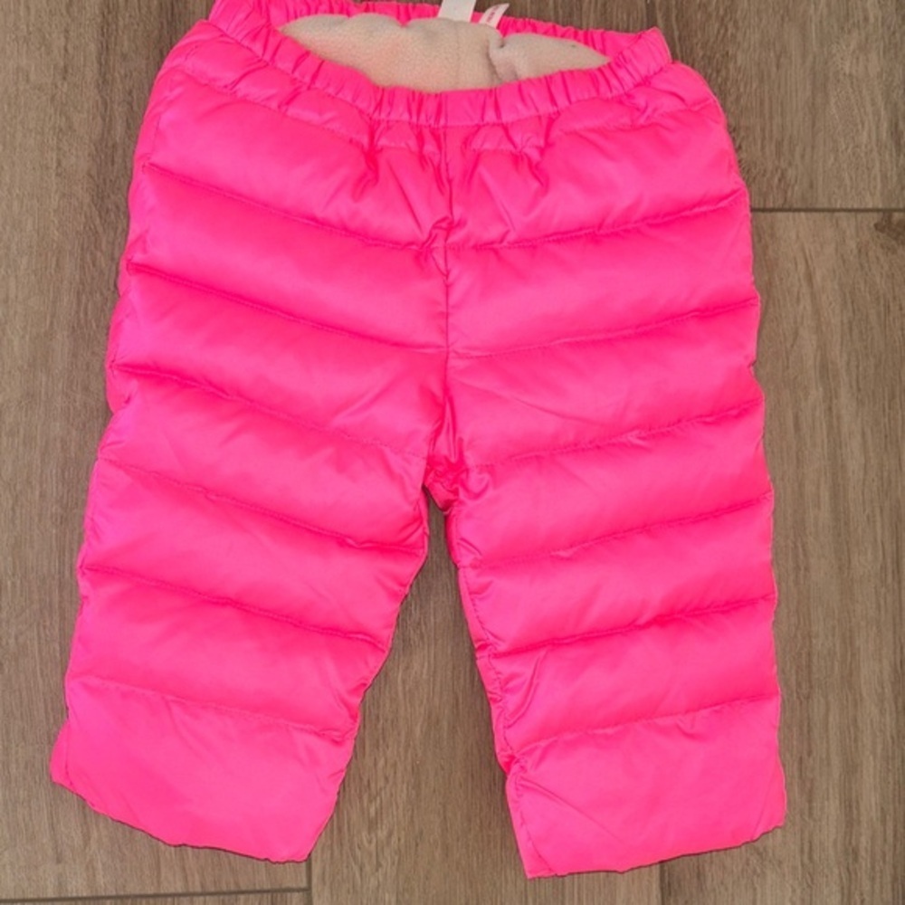 J. Crew Neon Pink Baby Puffer snow  Pants size 12-18 months NWOT